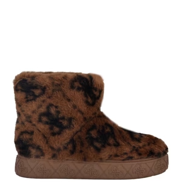 NEW Guess Womens United Quattro G Faux-Fur Booties Brown Size 7 - Picture 3 of 10